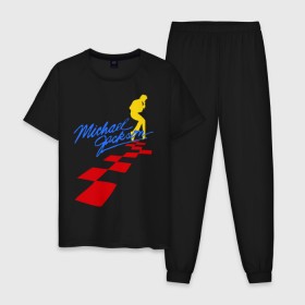 Мужская пижама хлопок с принтом Michael Jackson (11) в Петрозаводске, 100% хлопок | брюки и футболка прямого кроя, без карманов, на брюках мягкая резинка на поясе и по низу штанин
 | Тематика изображения на принте: майкл джексон