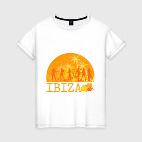 Женская футболка хлопок с принтом Ibiza (8) в Петрозаводске, 100% хлопок | прямой крой, круглый вырез горловины, длина до линии бедер, слегка спущенное плечо | ibiza | ибица | люди | силуэты | фестиваль | электронная музыка