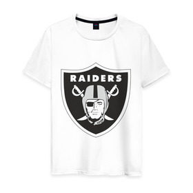 Мужская футболка хлопок с принтом Raiders в Петрозаводске, 100% хлопок | прямой крой, круглый вырез горловины, длина до линии бедер, слегка спущенное плечо. | raiders | значок | пираты | рейдеры | эмблема