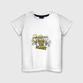 Детская футболка хлопок с принтом Save the planet (4) в Петрозаводске, 100% хлопок | круглый вырез горловины, полуприлегающий силуэт, длина до линии бедер | save the planet | деревья | спаси планету