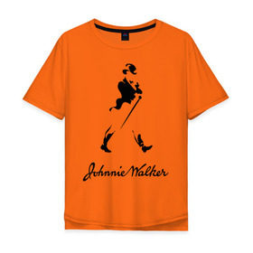 Мужская футболка хлопок Oversize с принтом Johnnie Walker (2) в Петрозаводске, 100% хлопок | свободный крой, круглый ворот, “спинка” длиннее передней части | johnnie walker | бар | бармен | виски | джонни уокер