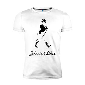 Мужская футболка премиум с принтом Johnnie Walker (2) в Петрозаводске, 92% хлопок, 8% лайкра | приталенный силуэт, круглый вырез ворота, длина до линии бедра, короткий рукав | johnnie walker | бар | бармен | виски | джонни уокер