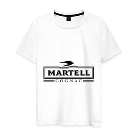 Мужская футболка хлопок с принтом Martell в Петрозаводске, 100% хлопок | прямой крой, круглый вырез горловины, длина до линии бедер, слегка спущенное плечо. | cognac | martell | бар | бармен | коньяк | мартель