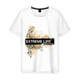 Мужская футболка хлопок с принтом Extreme life ( trance music ) в Петрозаводске, 100% хлопок | прямой крой, круглый вырез горловины, длина до линии бедер, слегка спущенное плечо. | club | extreme | life | music | trance | клуб | музыка | музыкальные стили | транс