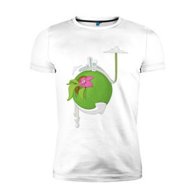 Мужская футболка премиум с принтом Кактус в Петрозаводске, 92% хлопок, 8% лайкра | приталенный силуэт, круглый вырез ворота, длина до линии бедра, короткий рукав | кактус | растения | цветы