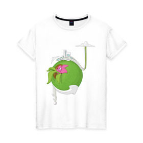 Женская футболка хлопок с принтом Кактус в Петрозаводске, 100% хлопок | прямой крой, круглый вырез горловины, длина до линии бедер, слегка спущенное плечо | кактус | растения | цветы