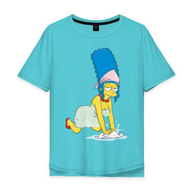Мужская футболка хлопок Oversize с принтом Мардж в Петрозаводске, 100% хлопок | свободный крой, круглый ворот, “спинка” длиннее передней части | simpsons | мардж | симпсоны | симсоны