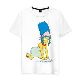 Мужская футболка хлопок с принтом Мардж в Петрозаводске, 100% хлопок | прямой крой, круглый вырез горловины, длина до линии бедер, слегка спущенное плечо. | simpsons | мардж | симпсоны | симсоны