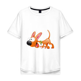 Мужская футболка хлопок Oversize с принтом Cartoon dog (2) в Петрозаводске, 100% хлопок | свободный крой, круглый ворот, “спинка” длиннее передней части | мультяшный | песик | собака