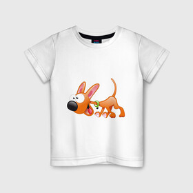 Детская футболка хлопок с принтом Cartoon dog (2) в Петрозаводске, 100% хлопок | круглый вырез горловины, полуприлегающий силуэт, длина до линии бедер | Тематика изображения на принте: мультяшный | песик | собака
