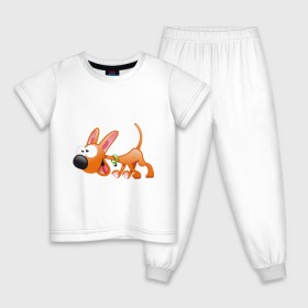 Детская пижама хлопок с принтом Cartoon dog (2) в Петрозаводске, 100% хлопок |  брюки и футболка прямого кроя, без карманов, на брюках мягкая резинка на поясе и по низу штанин
 | Тематика изображения на принте: мультяшный | песик | собака
