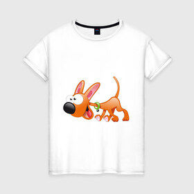 Женская футболка хлопок с принтом Cartoon dog (2) в Петрозаводске, 100% хлопок | прямой крой, круглый вырез горловины, длина до линии бедер, слегка спущенное плечо | мультяшный | песик | собака