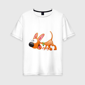 Женская футболка хлопок Oversize с принтом Cartoon dog (2) в Петрозаводске, 100% хлопок | свободный крой, круглый ворот, спущенный рукав, длина до линии бедер
 | мультяшный | песик | собака