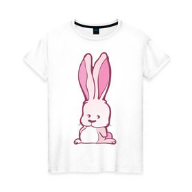 Женская футболка хлопок с принтом Sweet rabbit в Петрозаводске, 100% хлопок | прямой крой, круглый вырез горловины, длина до линии бедер, слегка спущенное плечо | 