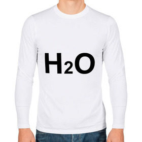 Мужской лонгслив хлопок с принтом H2O в Петрозаводске, 100% хлопок |  | вода | наука | формула | химический | химия
