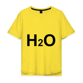 Мужская футболка хлопок Oversize с принтом H2O в Петрозаводске, 100% хлопок | свободный крой, круглый ворот, “спинка” длиннее передней части | вода | наука | формула | химический | химия