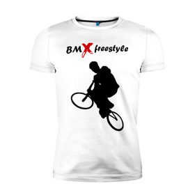 Мужская футболка премиум с принтом BMX freestyle (2) в Петрозаводске, 92% хлопок, 8% лайкра | приталенный силуэт, круглый вырез ворота, длина до линии бедра, короткий рукав | moto gp | motokross | x fighters | мото | мотокросс | х файтерс | экстрим