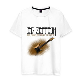 Мужская футболка хлопок с принтом Led Zeppelin (2) в Петрозаводске, 100% хлопок | прямой крой, круглый вырез горловины, длина до линии бедер, слегка спущенное плечо. | heavy metal | led zepelin | metal | rock | trash metal | квартет | лед | метал | рок | рок группа | рок группы | трэш метал | хеви метал | цеппелин