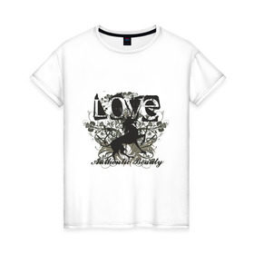 Женская футболка хлопок с принтом Love (13) в Петрозаводске, 100% хлопок | прямой крой, круглый вырез горловины, длина до линии бедер, слегка спущенное плечо | 8 марта | love | девушкам | лав | лошадка | лошадь | любовь | узоры