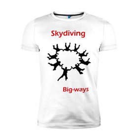 Мужская футболка премиум с принтом Skydiving в Петрозаводске, 92% хлопок, 8% лайкра | приталенный силуэт, круглый вырез ворота, длина до линии бедра, короткий рукав | sky | skydiving | небо | парашют | парашютизм | скай | скайдайвинг