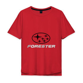 Мужская футболка хлопок Oversize с принтом Subaru forester в Петрозаводске, 100% хлопок | свободный крой, круглый ворот, “спинка” длиннее передней части | forester | subaru | subaru forester | субарик | субару | субару форестер | форестер | форик