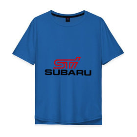 Мужская футболка хлопок Oversize с принтом Subaru STI в Петрозаводске, 100% хлопок | свободный крой, круглый ворот, “спинка” длиннее передней части | impreza | sti | subaru | subaru impreza sti | subaru impreza wrx sti | subaru sti | subaru wrx sti | wrx | импреза | субару | субару сти