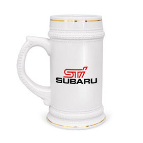 Кружка пивная с принтом Subaru STI в Петрозаводске,  керамика (Материал выдерживает высокую температуру, стоит избегать резкого перепада температур) |  объем 630 мл | impreza | sti | subaru | subaru impreza sti | subaru impreza wrx sti | subaru sti | subaru wrx sti | wrx | импреза | субару | субару сти