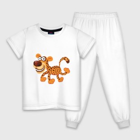 Детская пижама хлопок с принтом Леопард smile в Петрозаводске, 100% хлопок |  брюки и футболка прямого кроя, без карманов, на брюках мягкая резинка на поясе и по низу штанин
 | leopard | животные | леопард | улыбка