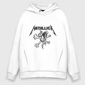 Мужское худи Oversize хлопок с принтом Metallica (8) в Петрозаводске, френч-терри — 70% хлопок, 30% полиэстер. Мягкий теплый начес внутри —100% хлопок | боковые карманы, эластичные манжеты и нижняя кромка, капюшон на магнитной кнопке | металлика