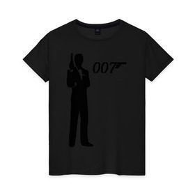 Женская футболка хлопок с принтом 007 в Петрозаводске, 100% хлопок | прямой крой, круглый вырез горловины, длина до линии бедер, слегка спущенное плечо | james bond | агент 007 | бонд | джеймс бонд