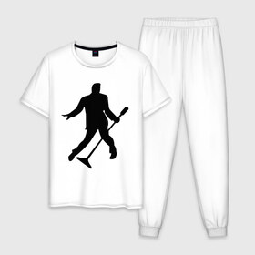 Мужская пижама хлопок с принтом Elvis Presley в Петрозаводске, 100% хлопок | брюки и футболка прямого кроя, без карманов, на брюках мягкая резинка на поясе и по низу штанин
 | 