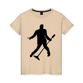 Женская футболка хлопок с принтом Elvis Presley в Петрозаводске, 100% хлопок | прямой крой, круглый вырез горловины, длина до линии бедер, слегка спущенное плечо | 