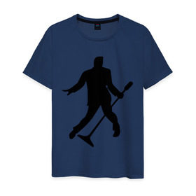 Мужская футболка хлопок с принтом Elvis Presley в Петрозаводске, 100% хлопок | прямой крой, круглый вырез горловины, длина до линии бедер, слегка спущенное плечо. | 