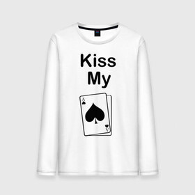 Мужской лонгслив хлопок с принтом Kiss my в Петрозаводске, 100% хлопок |  | ace | kiss | kiss my | my | poker | карта | карты | колода | масть | пики | покер | туз