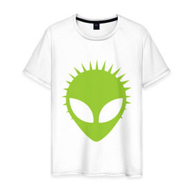 Мужская футболка хлопок с принтом Гуманоид в Петрозаводске, 100% хлопок | прямой крой, круглый вырез горловины, длина до линии бедер, слегка спущенное плечо. | гуманоид | инопланетянин | летающая тарелка | нло | пришелец | пришельцы