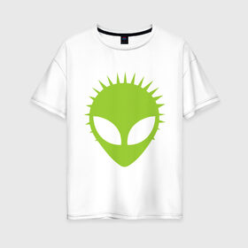 Женская футболка хлопок Oversize с принтом Гуманоид в Петрозаводске, 100% хлопок | свободный крой, круглый ворот, спущенный рукав, длина до линии бедер
 | гуманоид | инопланетянин | летающая тарелка | нло | пришелец | пришельцы