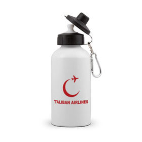 Бутылка спортивная с принтом Taliban airlines (2) в Петрозаводске, металл | емкость — 500 мл, в комплекте две пластиковые крышки и карабин для крепления | Тематика изображения на принте: airlines | taliban | авиалинии | полет | рейс | самолет | талибы