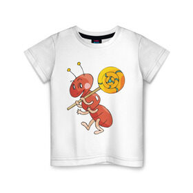 Детская футболка хлопок с принтом Муравей в Петрозаводске, 100% хлопок | круглый вырез горловины, полуприлегающий силуэт, длина до линии бедер | муравей | муравьишка | насекомые