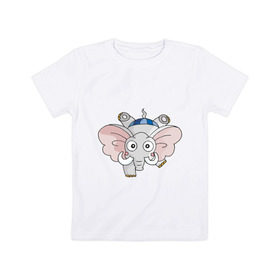 Детская футболка хлопок с принтом Слон (3) в Петрозаводске, 100% хлопок | круглый вырез горловины, полуприлегающий силуэт, длина до линии бедер | Тематика изображения на принте: 