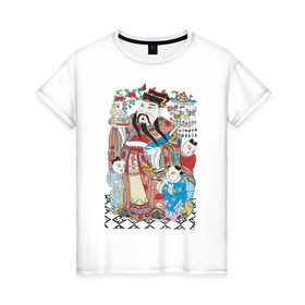 Женская футболка хлопок с принтом Китайские мотивы в Петрозаводске, 100% хлопок | прямой крой, круглый вырез горловины, длина до линии бедер, слегка спущенное плечо | древний китай | картина | китай | китайская семья | китайские мотивы