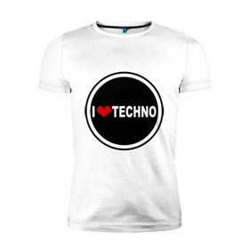 Мужская футболка премиум с принтом I love techno (2) в Петрозаводске, 92% хлопок, 8% лайкра | приталенный силуэт, круглый вырез ворота, длина до линии бедра, короткий рукав | Тематика изображения на принте: 