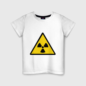 Детская футболка хлопок с принтом Эмблема (5) в Петрозаводске, 100% хлопок | круглый вырез горловины, полуприлегающий силуэт, длина до линии бедер | radiation | знак | знак радиации | предупреждение | радиация | эмблема