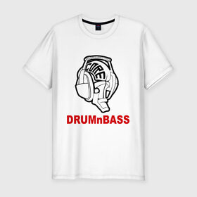 Мужская футболка премиум с принтом Drum and bass hard core в Петрозаводске, 92% хлопок, 8% лайкра | приталенный силуэт, круглый вырез ворота, длина до линии бедра, короткий рукав | Тематика изображения на принте: dnb | drum | басс | драм