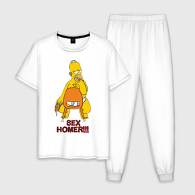 Мужская пижама хлопок с принтом Simpsons (2) в Петрозаводске, 100% хлопок | брюки и футболка прямого кроя, без карманов, на брюках мягкая резинка на поясе и по низу штанин
 | гомер