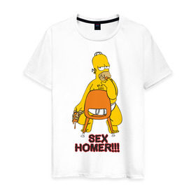 Мужская футболка хлопок с принтом Simpsons (2) в Петрозаводске, 100% хлопок | прямой крой, круглый вырез горловины, длина до линии бедер, слегка спущенное плечо. | гомер