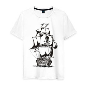 Мужская футболка хлопок с принтом Pirats (4) в Петрозаводске, 100% хлопок | прямой крой, круглый вырез горловины, длина до линии бедер, слегка спущенное плечо. | Тематика изображения на принте: пират