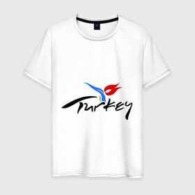 Мужская футболка хлопок с принтом Turkey в Петрозаводске, 100% хлопок | прямой крой, круглый вырез горловины, длина до линии бедер, слегка спущенное плечо. | Тематика изображения на принте: turkey | алания | анталья | белек | отдых в турции | отпуск в турции | турция