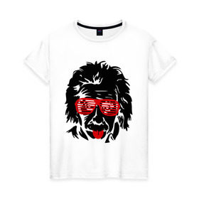 Женская футболка хлопок с принтом Einstein (2) в Петрозаводске, 100% хлопок | прямой крой, круглый вырез горловины, длина до линии бедер, слегка спущенное плечо | club | einstein | жалюзи | клуб | очки жалюзи | портрет | эйнштейн