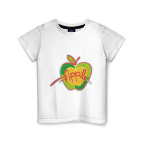 Детская футболка хлопок с принтом Apple (3) в Петрозаводске, 100% хлопок | круглый вырез горловины, полуприлегающий силуэт, длина до линии бедер | apple | яблоко | яблочко