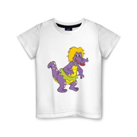 Детская футболка хлопок с принтом Динозаврик в Петрозаводске, 100% хлопок | круглый вырез горловины, полуприлегающий силуэт, длина до линии бедер | динозавр | динозаврик | дракон. дракончик